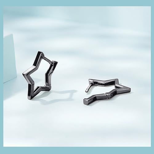 Mintolex Star Shaped Hoop Earrings Stainless Steel Hypoallergenic 14K Gold Plated Earring Black Earrings For Women Men Christmas Gifts thumb #6