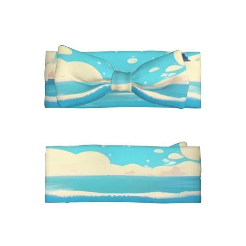 Beach cartoon Picture Baby Bow Headband - Super Stretchy Soft Bows Hair Accessories for Newborn Infant Toddlers Kids Girls - Elastic and Skin-Friendly2