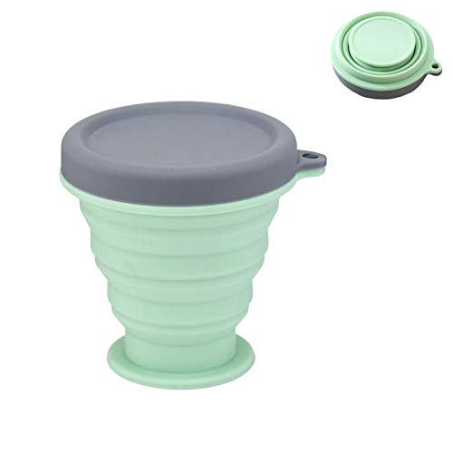 Collapsible Camping Cup Bowl Basin, Silicone Folding Bucket Bowl Retractable Mug Portable Folding Travel Accessory, Outdoor (Cup, Green)
