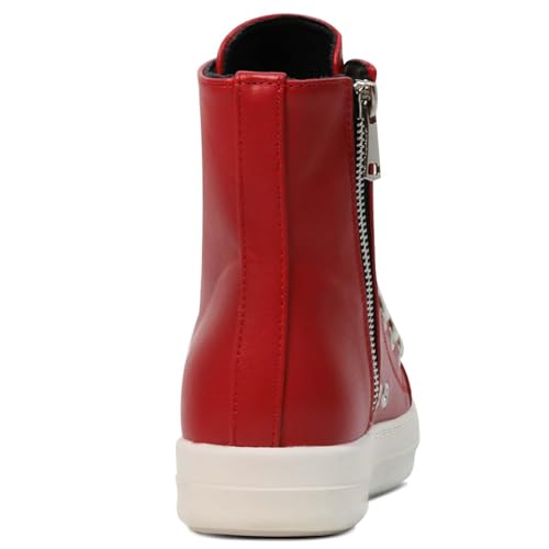 Image of IMPREMEY Women's High Top Sneakers Lace Up PU Leather Shoes with Thick Soles and Zipper, Fashionable Walking Shoes