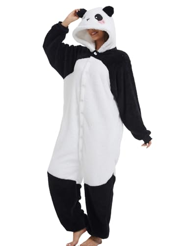 Trs Chic Mailanda Sherpa Panda Cosplay Pajamas Adult Unisex Onesies Animal Sleepwear Halloween Costume