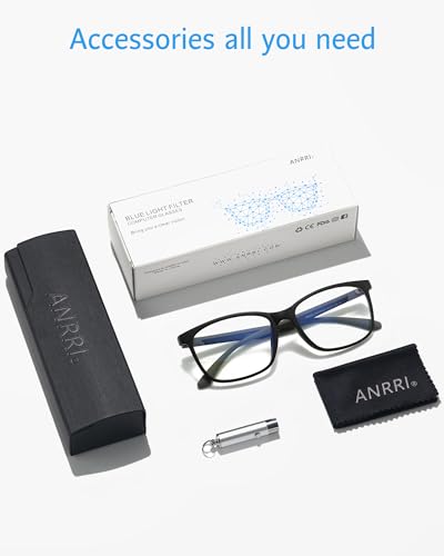 Image of ANRRI Blue Light Blocking Glasses Anti Eyestrain Lens Lightweight Black Grey Frame Eyeglasses Men /Women