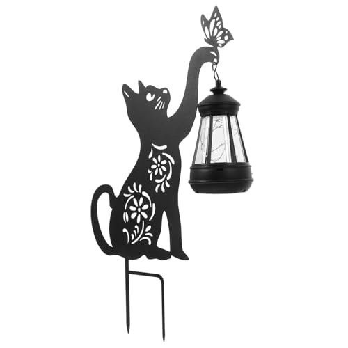Piquet en métal décoratif chat pour éclairage extérieur solaire durable