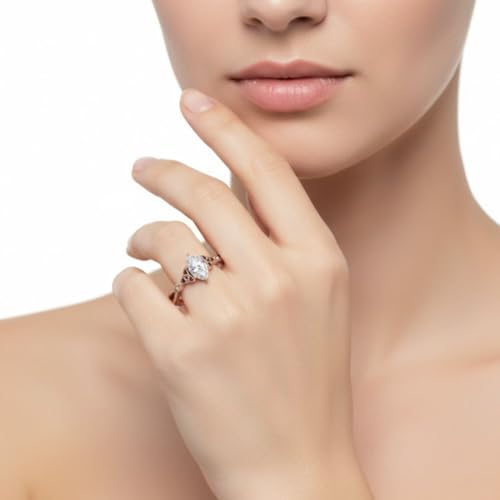 Image of 55Carat Choose Your Gemstone 14k Rose Gold Plated Marquise Shape Petite Engagement Ring Everyday Wedding Jewelry Handmade Gifts for Wife Celtic Knot Split Diamond CZ Birthstone Ring : US Size 4 to 12