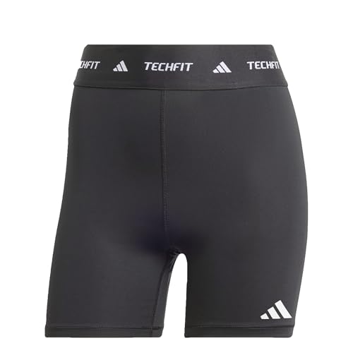adidas Donna TECHFIT Short Leggings, Black/White, L 4 inch