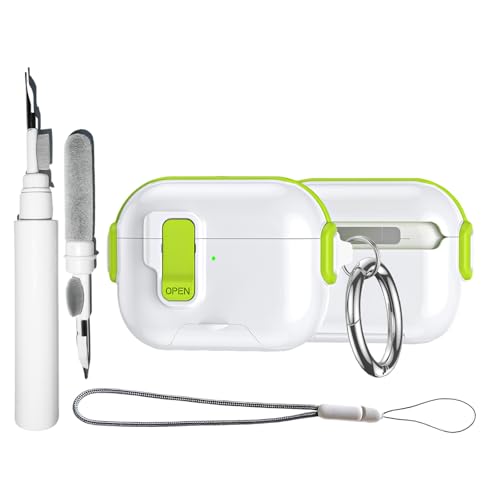 Funda compatible con Airpods Pro 2 con soporte, kit de limpieza para llavero, diseño de dibujos animados, bonito patrón de auriculares intrauditivos, cuerpo completo, a prueba de golpes, funda a