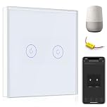 BSEED WiFi Touch Switch White,2 Gang 1 Way Smart Light Switch Compatible with Alexa and Google Home,with Smart Life Remote Control(No Hub Required)-No Need Neutral Wire