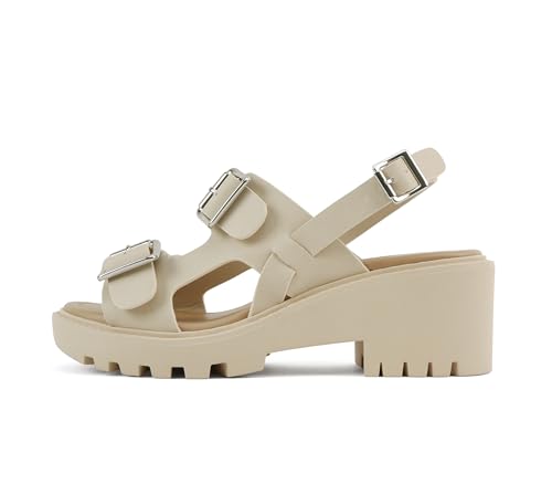 Image of Soda inchRebirth inch ~ Women Open Toe Fisherman Multi Strap Buckle Lug Sole Low Block Heeled Sandals