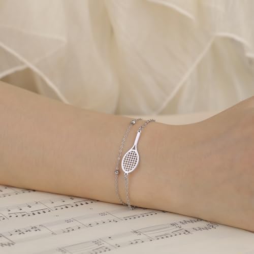 UNIFT Tennis Racket Bracelet for Women Men Stainless Steel Fashion Charms Tennis Ball Racket Bracelets Sports Jewelry for Gift Players lovers2
