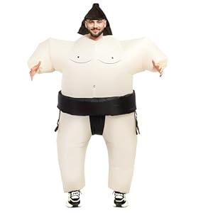 Aitsite Sumo Wrestler Aufblasbare Kostüm, Erwachsene Lustiges Sumoringer Kostüm für Männer und Frauen, Aufblasbares Faschingskostüme für Halloween Karneval Fasching Cosplay und Mottopartys