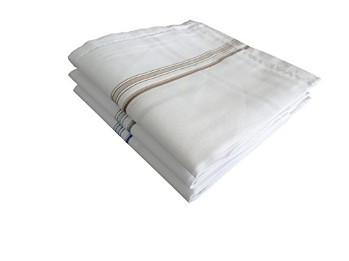 S4S Men's 100% Cotton Premium Collection Handkerchiefs - Pack Of 12 (White Striped_46X46 Cm) #TOP2