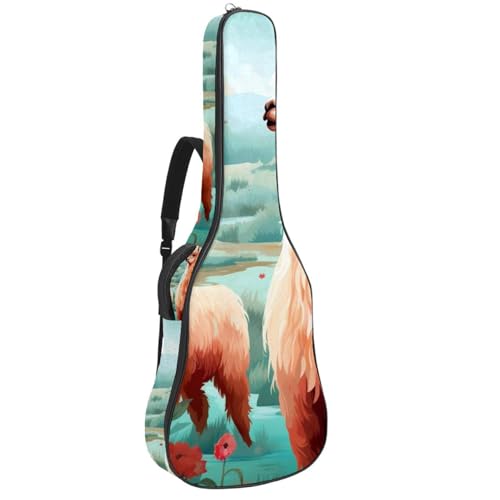 Sac pour guitare acoustique 41 pouces étanche à motif alpaga multicolore