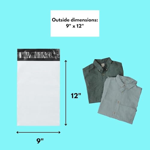 PSBM Poly Mailers, 9x12 Inch, 400 Pack, 2 Mil Thick, Shipping Envelope Mailers, White/Grey, Self Seal and Peel Strip