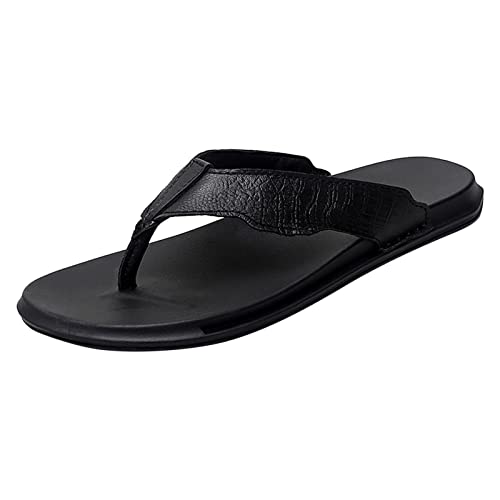 Genérico Tongues Hombre Chanclas Para Hombre Tong Cuero Hombre Zapatillas Hombre Verano Claquette Hombre Chanclas Cool Shoes Zapatos De Playa Y Piscina Verano, Le Noir B, 42 EU