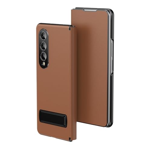 Étui en cuir Samsung Z Fold 4 de luxe avec support marron élégant