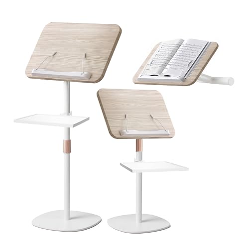 NAMON 2-in-1 Wooden Music Stand, Floor & Tabletop Sheet Music Stand with Page Clips & Tray...