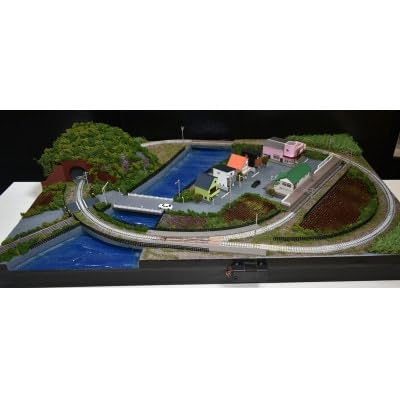 (Nゲージ)1/150 鉄道ジオラマレイアウト単線 90×60cm 引込駅(照明付き)ポイント手動