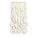 REECHO 20" 1-pack 3/4 Full Head Curly Wave Clips in on Synthetic Hair Extensions Hair pieces for Women 5 Clips 4.6 Oz Per Piece - White Blonde