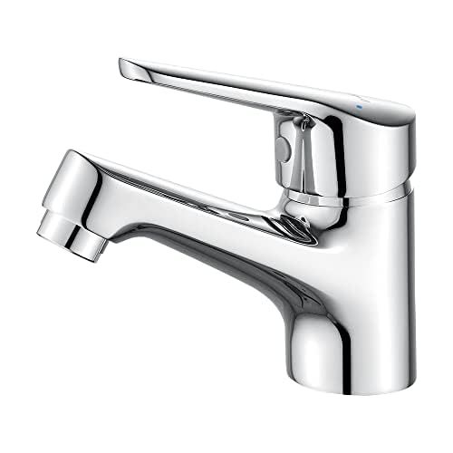 Ibergrif Monomando Lavabo – Latón Cromado Plata, Grifo de Baño Frío/Caliente, Conexión EU 3/8″, Instalación Exprés, M11050