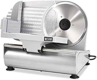 Weston Electric Meat Cutting Machine, Deli & Food Slicer, Adjustable Slice Thickness, Non-Slip Suction Feet, Removable 7.5" Stainless Steel Blade, Easy to Clean (61-0750-W)