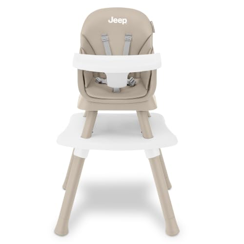 Image of Jeep Milestone 6-in-1 Convertible High Chair by Delta Children, Light Tan | 6-in-1 High Chair Converts to Stool, Booster Seat, Toddler Chair, Activity Table and Desk and Chair for Babies & Toddlers
