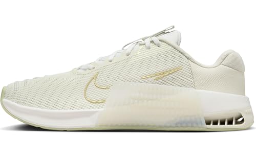 Nike Metcon 9 AMP Women's Workout Shoes (FJ1571-001, Sea Glass/Summit White/Olive Aura/Metallic Gold Star) Size 10