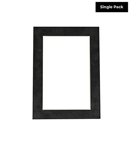 5x7 Mat Bevel Cut for 4x6 Photos - Acid Free Dark Grey Suede Precut Matboard - For Pictures, Photos, Framing - 4-ply Thickness