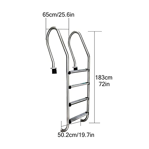 Escalera para piscina de acero inoxidable, 4 pasos antideslizantes miniatura 3
