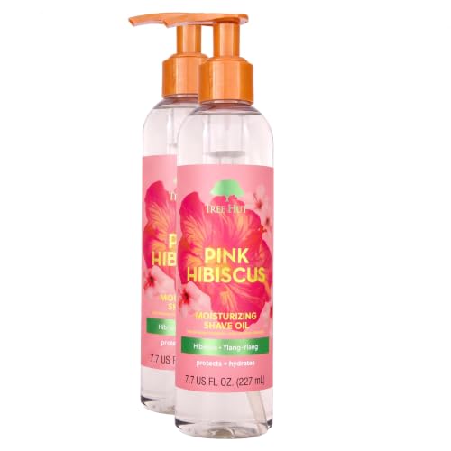 Tree Hut Pink Hibiscus Moisturizing Shave Oil, Gel-to-Oil Formula, Ultra Hydrating Barrier for a Close, Smooth Shave, For All Skin Types, 7.7 fl oz,(Pack of 2)