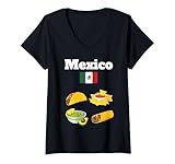 Photo Gallery donna souvenir viaggio amante del cibo messicano tacos nachos bandiera del messico maglietta con collo a v Photo Gallery donna souvenir viaggio amante del cibo messicano tacos nachos bandiera del messico maglietta con collo a v