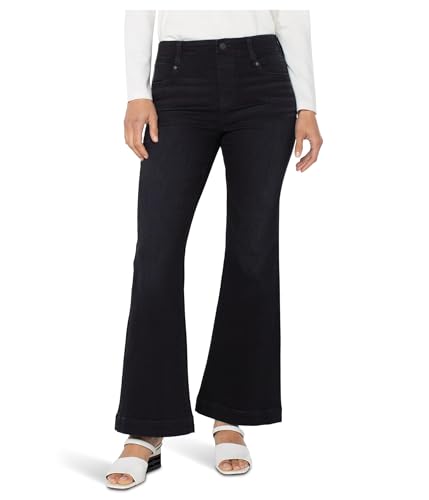 Liverpool Women's Gia Pull-on Mid-Rise Flare Jean with Wide Hem 30'' Inseam