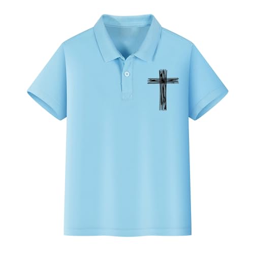 Boys Girls 𝐏𝐨𝐥𝐨 T-Shirt Short Sleeve Collared Button Up Tee for Kids Preppy Summer Top Active Casual Graphic Outfit4