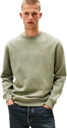 Tommy Jeans Herren TJM Reg S Flag Crew Dm0Dm20741 Pullover-Sweatshirt, Green (Utility Sage), L