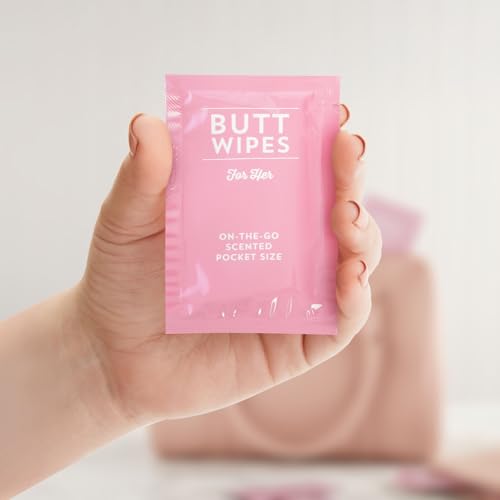 BLUE PANDA Wet Travel Wipes - Individually Wrapped Packets for On-the-Go - Flushable Wipes for Adults - Aloe Vera Scented Travel Toiletries & Purse Essentials - 100 Count, Pink