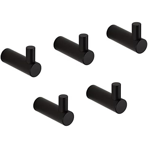 BVL Ganchos de toalla negros, 5 paquetes de ganchos para abrigos montados en la pared Cover