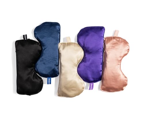 ASUTRA Silk Eye Pillow for Sleep, Black - Filled w/Lavender Buds & Flax Seeds, Weighted Eye Mask, Meditation & Light Blocking Blindfold, Cooling Gel Mask Included - Thumbnail 5