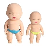 2 Pack Squeeze Stress Doll Toys, Cute Little Baby Doll Fidget Toys, Stress Relief Sensory Squishy Toys for Kids Adults (White)