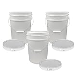 ePackageSupply 5 Gallon Bucket with Airtight Lid | Made in USA | Food Grade | Heavy-Duty Premium HPDE Plastic | Durable 90 Mil All Purpose Pail | Easy Stack and Store | BPA Free | 3 Count