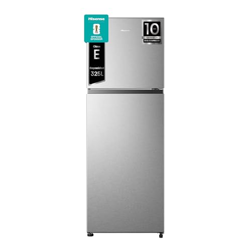 Hisense RT422N4ACE - Frigorífico Dos Puertas, Calss E, Capacidad 325 L Neto, Alto 170 cm,Multi Air Flow,Cajón Frutas y Verduras, Puertas Reversibles, Inverter, No Frost, Silencioso 40 dBA, Color Inox