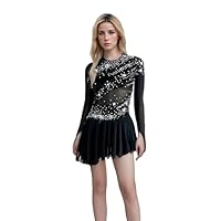 Skating Kostüm schwarz Skating Kleid Damen Mädchen Skating Rock einfach und großzügig Skating Competition