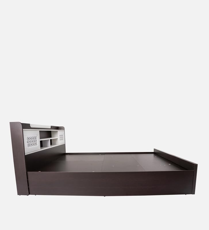 Image of Mintwud Pepperfry Engineered Wood Queen Size Bed with Hydraulic Storage | Wooden Double Bed Cot Palang Furniture with Headboard for Home Bedroom Living Room and Hotel (Wenge Finish)