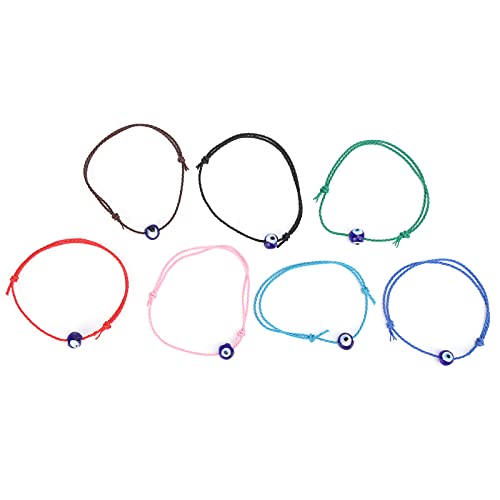 7 Uds. Pulsera de mal de ojo, pulsera delicada colorida ajustable tejida a mano ojo azul turco pulsera de buena suerte cuerda para hombres y mujeres regalo Cover