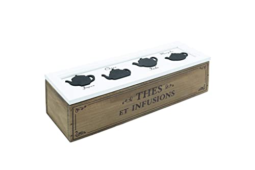 Scatola Porta Tisane in Legno, Porta Bustine The da 4 Tea Box, Scatola Porta The Bustine 33x10x9 cm (da 4)