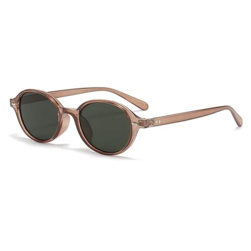 Lunettes de soleil ovales rétro tendance pour femme et homme avec verres couleur thé protecteurs