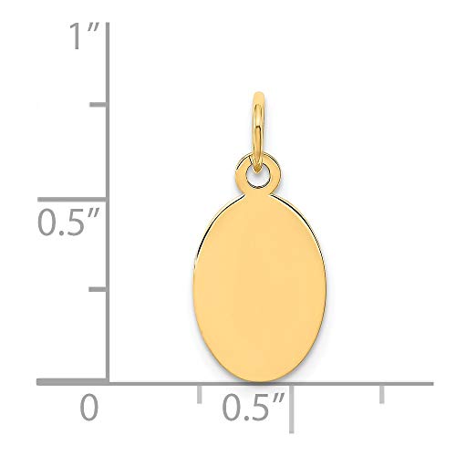 14K Yellow Gold Plain .009 Gauge Engravable Oval Disc Charm2