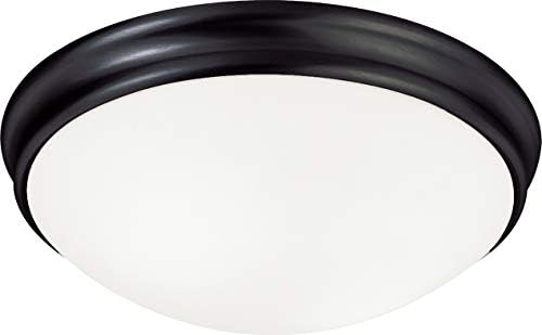 Capital Lighting 2034MB Hansen White Glass Flush Ceiling Light Fixture, 3-Light 180 Total Watts, 5" H x 14" W, Matte Black
