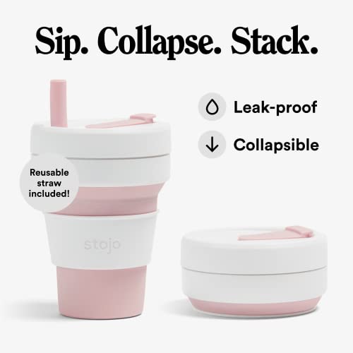 Stojo S2-ROS Collapsible Silicone Cup Coffee, 16 oz/470ml, Rose