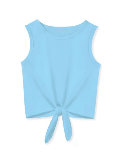 Image of Girls Crop Tops Summer Tie Knot T Shirt Short Sleeve Shirts Tee Tank Top Size 5-14 Years
