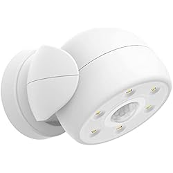Lamparas De Jardin A Pilas HONWELL Luz Foco LED a Pilas con Sensor de Movimiento, Exterior Impermeable Luz de Seguridad,6 LEDs, 200 Lúmenes Foco Inalámbrico LED con Movimiento Activado Sensor para Entradas,Porche,Garaje-Blanco