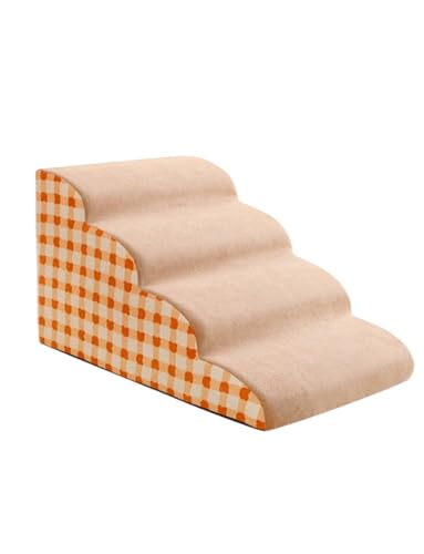 小型犬・猫用犬用階段 ベッド・ソファ用ペットステップスロープ(Red,40x72cm)